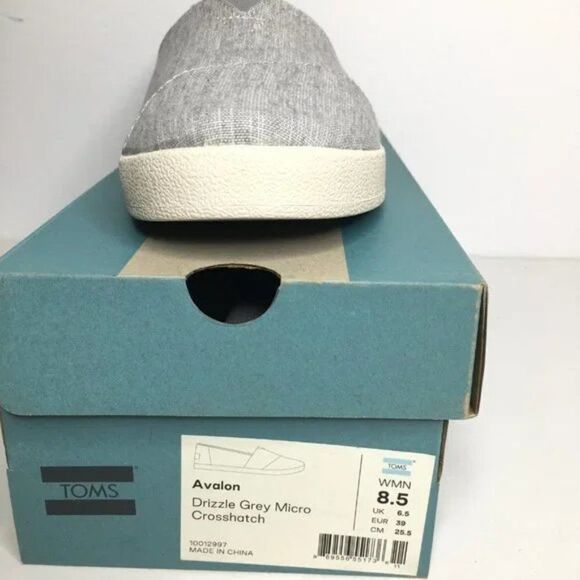 Toms Avalon Drizzle Grey Micro Crosshatch Shoes Size 11 - Picture 5 of 7